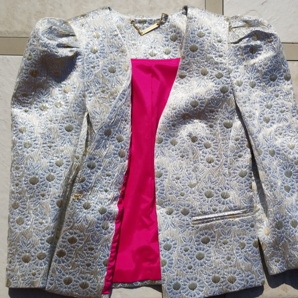 Trina Turk carrington metallic blazer, gold - Picture 4 of 7